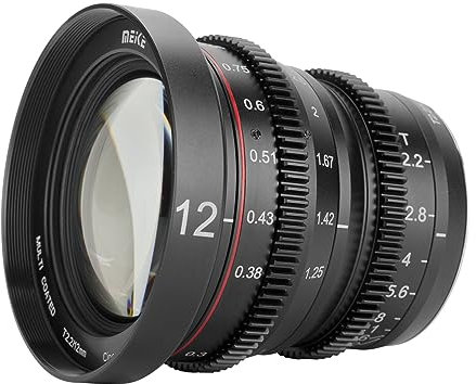 MEKE Obiettivo mini Cine 4K con grande apertura T2.2 da 12 mm, messa a fuoco manuale, a bassa distorsione, per micro quattro terzi M43 MFT, compatibile con Olympus Panasonic Lumix BMPCC 4K Zcam E2 GH5