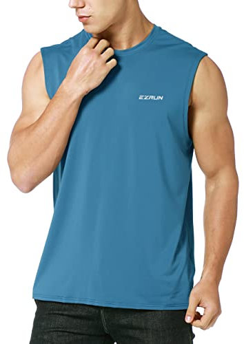 EZRUN Herren ärmelloses Shirt, schnell trocknend, Workout, Schwimmshirt, Fitnessstudio, Muskel, athletisch, Strand, Tanktop