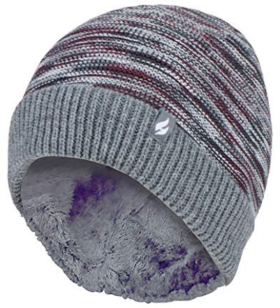 HEAT HOLDERS - Herren Elegant Muster Fleece Gefüttert Strick Beanie/Mütze für Winter und Herbst (Einheitsgröße, Grau)