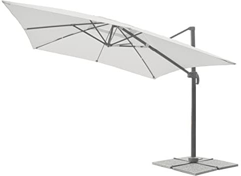 DANIELI - Parasol de Jardín Excentrico 3x3 Orientable a 360°- Estructura de Aluminio Inclinable y Retráctil Brazo lateral - Chimenea Cortaviento
