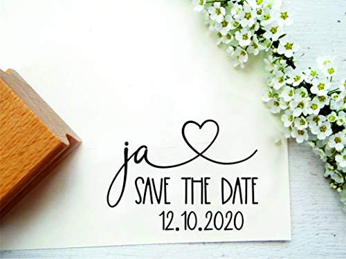 Stempel für Hochzeitseinladungen save the date - ja mit Datum individualisiert