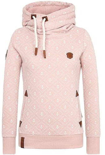 Coloody Femme Sweatshirt Capuche Manche Hoodie Tops Chemise Imprimé Coeur Ancre Veste,S,Rose