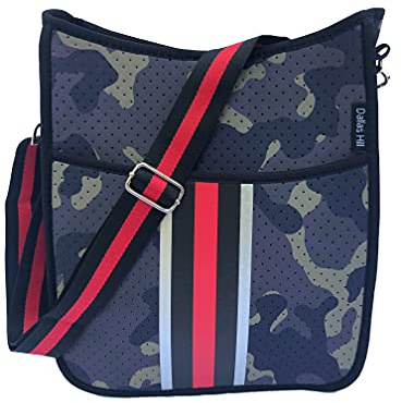 Dallas Hill Designs Camo Crossbody Neopren Geldbörse für Damen | Damen Handtasche | Verstellbarer und abnehmbarer Schultergurt |