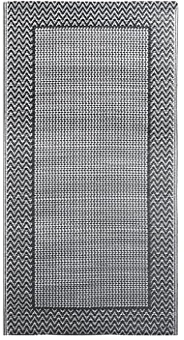 vidaXL Outdoor Teppich Zweischichtiger Jacquard Terrassenteppich Küchenteppich Außenteppich Indoor Balkon Terrasse Flur Küche Bad Grau 80x150cm PP