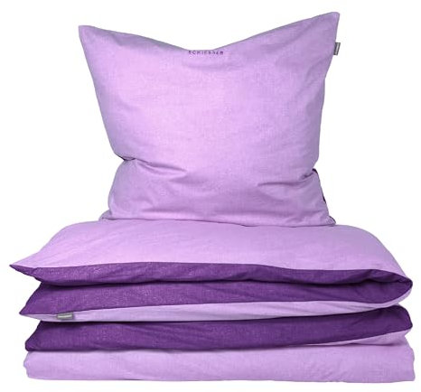 Schiesser Bettwäscheset Doubleface | 2-teilig | Zweifarbig | Renforcé | 100% Baumwolle | Oeko-Tex Zertifiziert | Reißverschluss | 155x220cm + 80x80cm | Lila