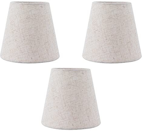 Lampenschirm, 3PCS Leinentuch Lampenschirm, E14/Kerzenleuchter Meson Lampenschirm für Kerze Kronleuchter Hotel KTV Dekor, 5.51x5.12x3.54in