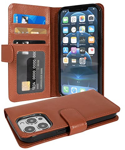 Cadorabo Custodia Libro compatibile con Apple iPhone 13 PRO MAX in MARRONE CIOCCOLATA - con 3 Vani di Carte e Chiusura Magnetica - Portafoglio Cover Case Wallet Book Etui Protezione