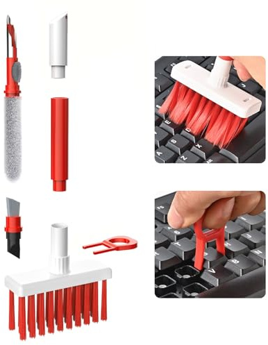 Soft Brush Keyboard Cleaner, Computer Cleaning Tool Kit, 7 in 1 Multipurpose Corner Slit Duster Keycap Puller and Soft Microfiber Brush for Bluetooth Headset Lego Airpods Laptop Camera Lens
