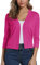 EXCHIC Femmes Elegant Manches 3/4 Ouvert Devant Boleros Cardigan Gilet(M, Rose Rouge)