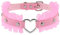 Flongo Ras du Cou pour Femme Fille Collier Rose Simple Polyvalent Dentelle Coeur Forme Réglable en Cuir Corde Collier Boucle de Ceinture