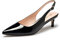 GENSHUO Womens Kitten Heel Shoes Pointed Toe Slingback Court Shoes Elegant Low Heels for Wedding Evening Patent Black 4.5 UK