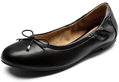 DREAM PAIRS Damen Ballerinas Schuhe Klassische Flache Ballerinas Damen Elegant mit Geschnürte Schleife,Size 42,Schwarz,SDFA2310W-E