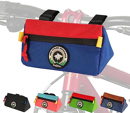 Vortika Fahrrad-Lenkertasche, Fahrradkorb vorne, wasserdichte Fahrradtasche, kleine Fahrrad-Lenkertasche für Jungen, Mädchen, Kinder, Männer, Frauen (blau + rot)
