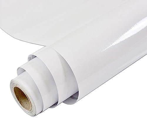 MOCNT Papier Adhesif pour Meuble 80cm x 5m Brillant Autocollant Papier Peint Vinyle Film de Meubles Imperméable Protéger Décoratif Papier Armoires Cuisine Sticker Blanc