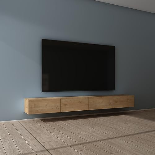 Mai & Mai Mobile TV per Televisore 280x40,2x30cm, Armadietto per TV con 2 Ante Armadietto Basso Soft-close per Soggiorno, Sala da Pranzo, Camera da Letto Fernsehschrank02, Marrone chiaro