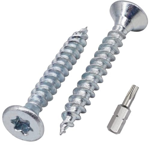 SKIR'CO (50 pièces) Vis à bois en acier zingué 4,0 x 30 mm, tête Torx, tête fraisée, vis pour panneaux d'aggloméré, entièrement filetées