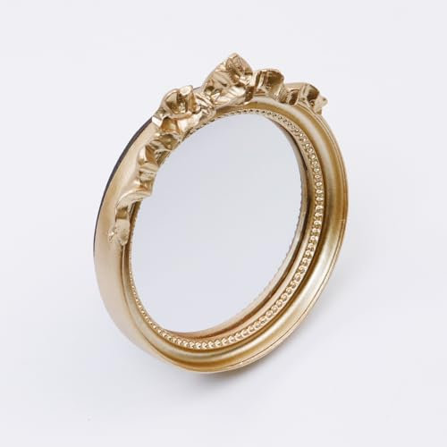 Bitray Vintage Wandspiegel, dekorativer Hängespiegel, 10,7 cm Durchmesser, klein, rund, goldfarben