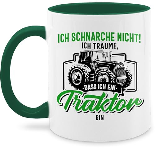 Tasse Tassen 325ml - Traktoren - Ich schnarche nicht ich träume dass ich ein Traktor bin schwarz bunt - 325 ml - Dunkelgrün - geschenke für landwirte landwirt schnarch bauern landwirtschaft