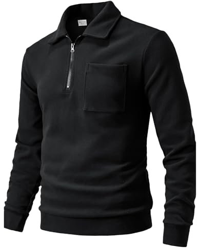 Harbrosrce Felpa Uomo Mezza con Cerniera Maglia in Pile 1/4 di Zip Maniche Lunghe Sweatshirts Leggera Felpata da Lavoro Casual Sportivo