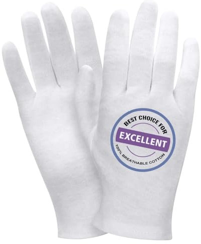 BWOLF Ivory 12 Paar Baumwollhandschuhe Weiß Weiße Handschuhe Herren 100% Baumwolle eine Größe und wiederverwendbar Inspektion Handschuhe, Münze, Schmuck, Kosmetik (10 (12 paar), Weiss)