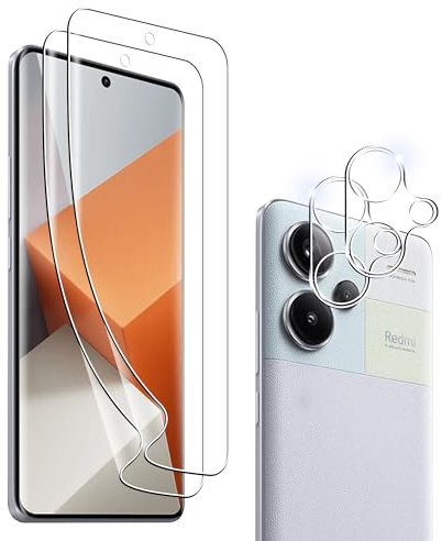 Heioloo [4 Pack Protector de Pantalla para Xiaomi Redmi Note 13 Pro Plus 5G, Contiene [2 Pack] Protector de Pantalla y [2 Pack] Protector de Lente para cámara,[Sin Burbujas] [Película Flexible]