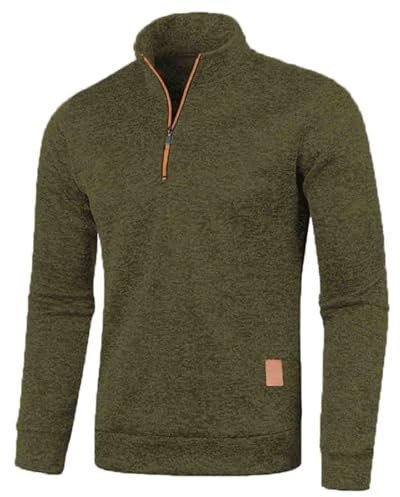 Half Zip Pullover Herren Ohne Kapuze Männer für Solid Arbeitspullover Oversize Winter Sport Arbeitspullover Sweater Men Herren Pullover mit Reißverschluss für Wärme im Winter