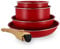 MENASTYL - Batterie de cuisine amovible revêtement antiadhésif céramique sans PFAS/PTFE - 2 poêles 22/26cm, 2 casseroles 16/18cm, 1 poignée - Tous feux dont induction – Alu recyclé Magenta - 6020585
