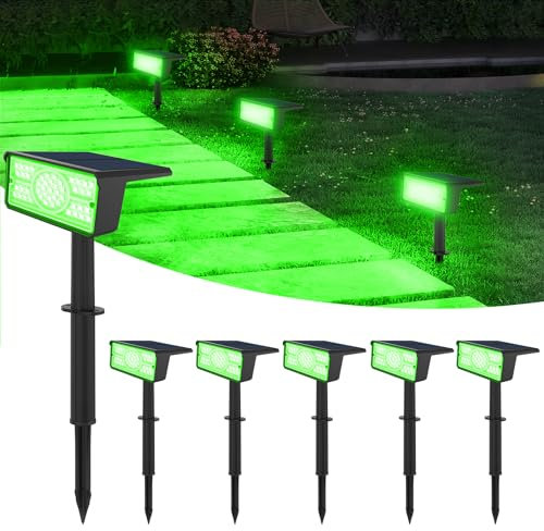 T-SUN Foco Solar Exterior 6 Piezas Verde Luces Solares Exterior Jardin 49LED Lámparas Solares Impermeable IP65 Luz de Solar para Patio, Caminos, Suelo, Piscina, Céspe