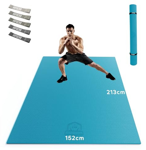 HAPBEAR Extra Große Yoga Matte,Yogamatte 183cm x 122cm x 8mm/213cm x 152cm x 8mm, rutschfest PVC Gymnastikmatte Sportmatte Fitnessmatte Schuhfreundlich-Blau