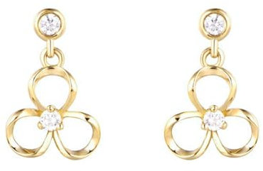 Ohrstecker Gold, Damen 18K Gelbgold Diamant-Ohrstecker mit hohlem Blumenanhänger