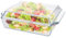 Oungy Plat à Four Rectangulaire En Verre Avec Couvercle 2L Plat Avec Couvercle Verre für 2 Personen Borosilicate Au Micro-Ondes (29.3x20.4x9cm)