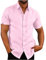 Linen Short Sleeve button down shirt for Men - Casual Summer Hawaiian fit - lapel blouse with pocket - cotton linen, regular fit holiday beach henley shirt - solid, UK size 8-22 - clearance