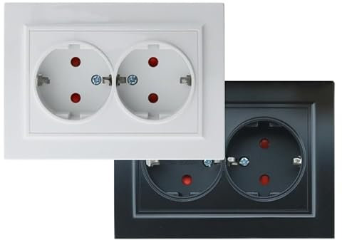 Enchufe Doble Schuko Negro - Conectividad segura y diseño elegante, ideal para electrodomésticos y dispositivos electrónicos.