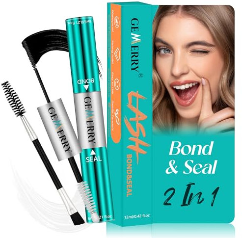 GEMERRY Wimpernkleber Bond und Seal 2 in 1 für Einzelne Wimpern Kleber Lash Glue Halt 72-96 Stunden Wimpern Extensions Kleber Wasserfest Bond & Seal Heimwerken zu Hause(6ml+6ml-Grün)