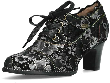 Laura Vita Damen Pumps Florale Leder Schnürpumps Blumenmuster Elcodieo 231