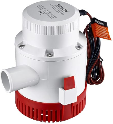VEVOR Bomba de Sentina, 3000 GPH 12 V Bomba de Agua de Sentina Sumergible Automática para Barcos con Interruptor de Flotador, Diámetro de Salida de 1,6 Pulgadas para Auto Barcos Estanques