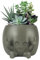 Funny Plant Pot with Fingers Up - Novelty Resin Smile Succulent Flower Pots, Cute Small Plant Pot, Smiley Face Plant Pot for Indoor Outdoor Garden Plant, Gifts for Lovers Home Table Decor (Grey)