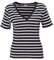 Tommy Hilfiger Camiseta de Manga Corta para Mujer New Slim Cody V-Neck con Cuello de Pico, Multicolor (Nos Breton Desert Sky/Ecru), XS
