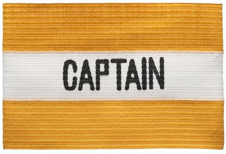 MC-Trend Fußball Kapitänsbinde: Hochwertige und elastische Spielführer-Armbinde für alle Altersklassen – Perfekte Wahl für Ihren Team-Kapitän Captain (1, Gelb/Weiß)