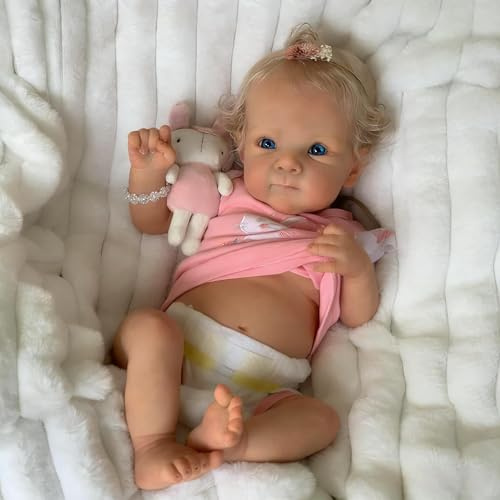 ROSHUAN Lifelike Reborn Baby Dolls Silicone Full Body Girl 18 inch Realistic Newborn Full Silicone Baby Dolls Anatomically Correct Girl Real Looking Bebe Toddler Doll for Kids Xmas Gifts