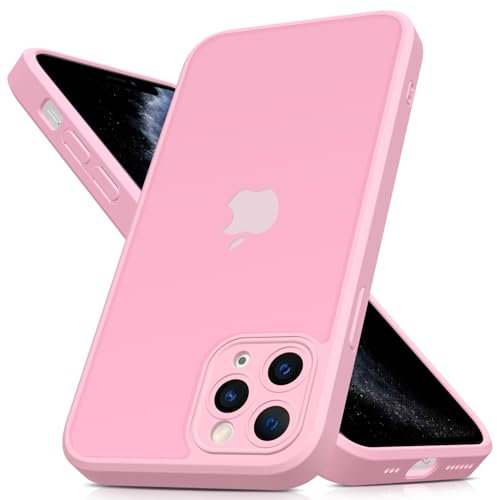 Mootobo Coque iphone 11 Pro 5,8 Pouces Protection Antichoc Militaire, Dos Mat Anti-Traces de Doigts, Protection renforcée de l'appareil Photo(Rose)