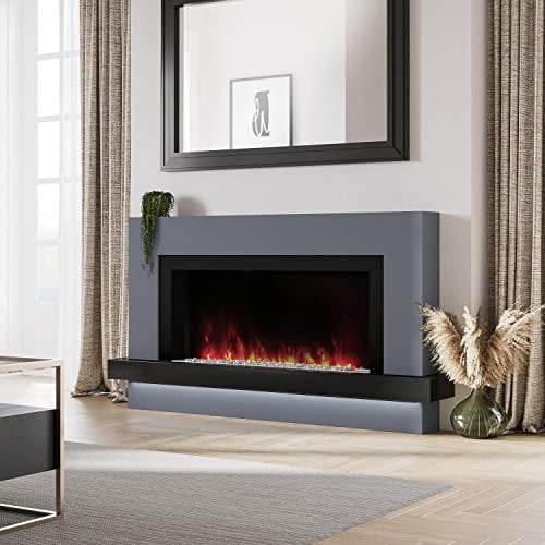 Amberglo Black & Grey 62inch Wall Mounted Electric Fireplace