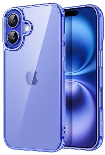 JETech Case for iPhone 16 6.1-Inch, Non-Yellowing Shockproof Phone Bumper Cover, Anti-Scratch Clear Back (Ultramarine)
