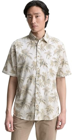 TOM TAILOR Herren 1046085 Hemd, 37971 - Off White Stripe Palm Design, XL EU