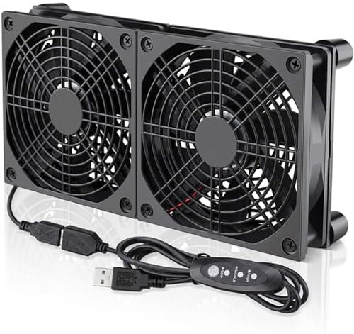 Qsvbeeqj 12cm USB Fans 2 Fans With Protective Net For Computer Cooling And Protections Versatile Chassis Temperature Controller