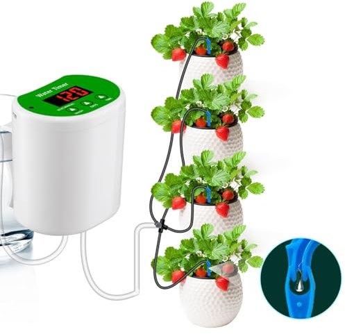 Système D'Arrosage Automatique, Arroseur chronométré, Kit D'irrigation Goutte à Goutte pour Terrasse de Jardin avec Minuterie D'eau Personnalisée pour Plantes en Pot, Arrosage