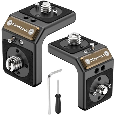 2 Pack Mini L Shaped Mounting Plate, Right Angle Plate Mount with ARRI, 90° Angle Video Rig Adapter for Wireless Video Transmitter, V Mount Battery, Monitor, Max Load 3.0kg