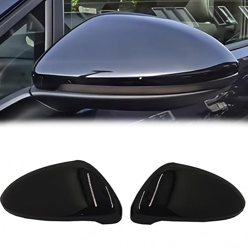 Fouedy 1 Paar Spiegelkappen für VW Golf 7 MK7 MK7.5 GTI R GTE GTD 2013-2020 Auto Seitenspiegel Abdeckkappen Rückspiegel Schutzabdeckungen (Schwarz)
