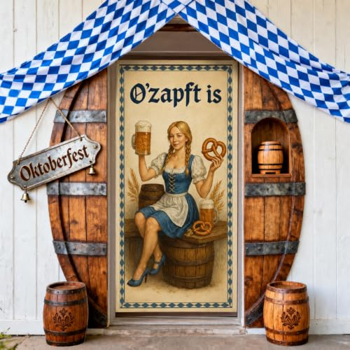 Oktoberfest Banner 180 × 90cm – Deko für Oktoberfest Party, Bierzelt Atmosphäre für Zuhause, Garten & Event, Bayerische Dekoration