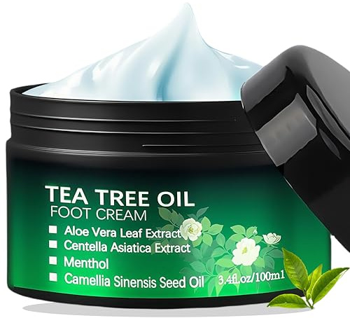Tea Tree Cream Foot Cream for Cracked Heels & Dry Skin – Athletes Foot Cream Intensive Moisturizing Formula, Callus Softens for Hard Skin, Softens Feet & Hands